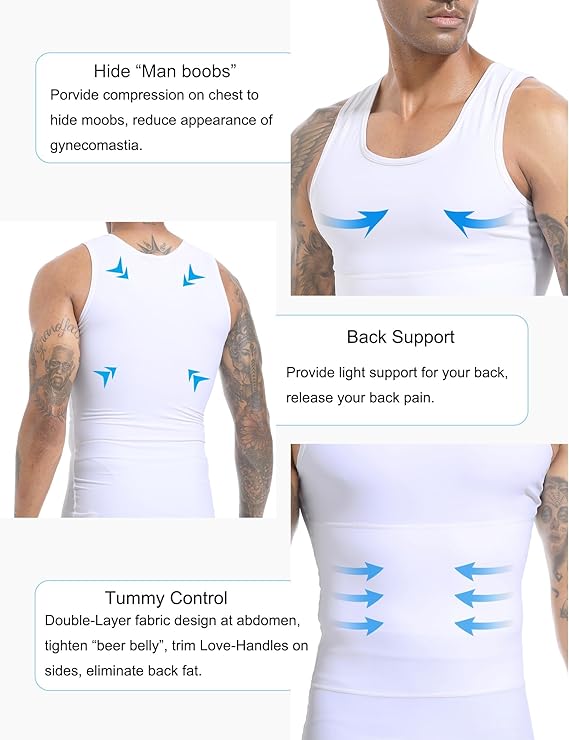 Mens Slimming Body Shaper Compression Tank Top Undershirt Shapewear