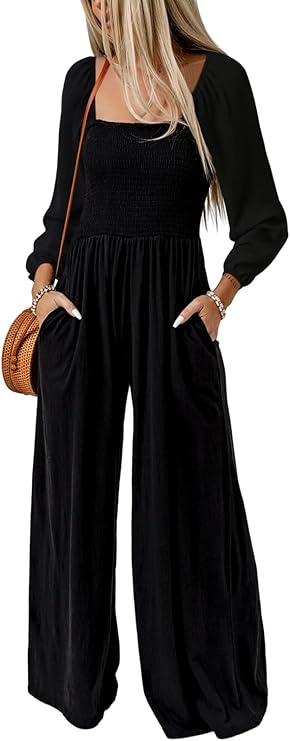 Plus Size Square Neck Loose Fit Short Sleeve Jumpsuit