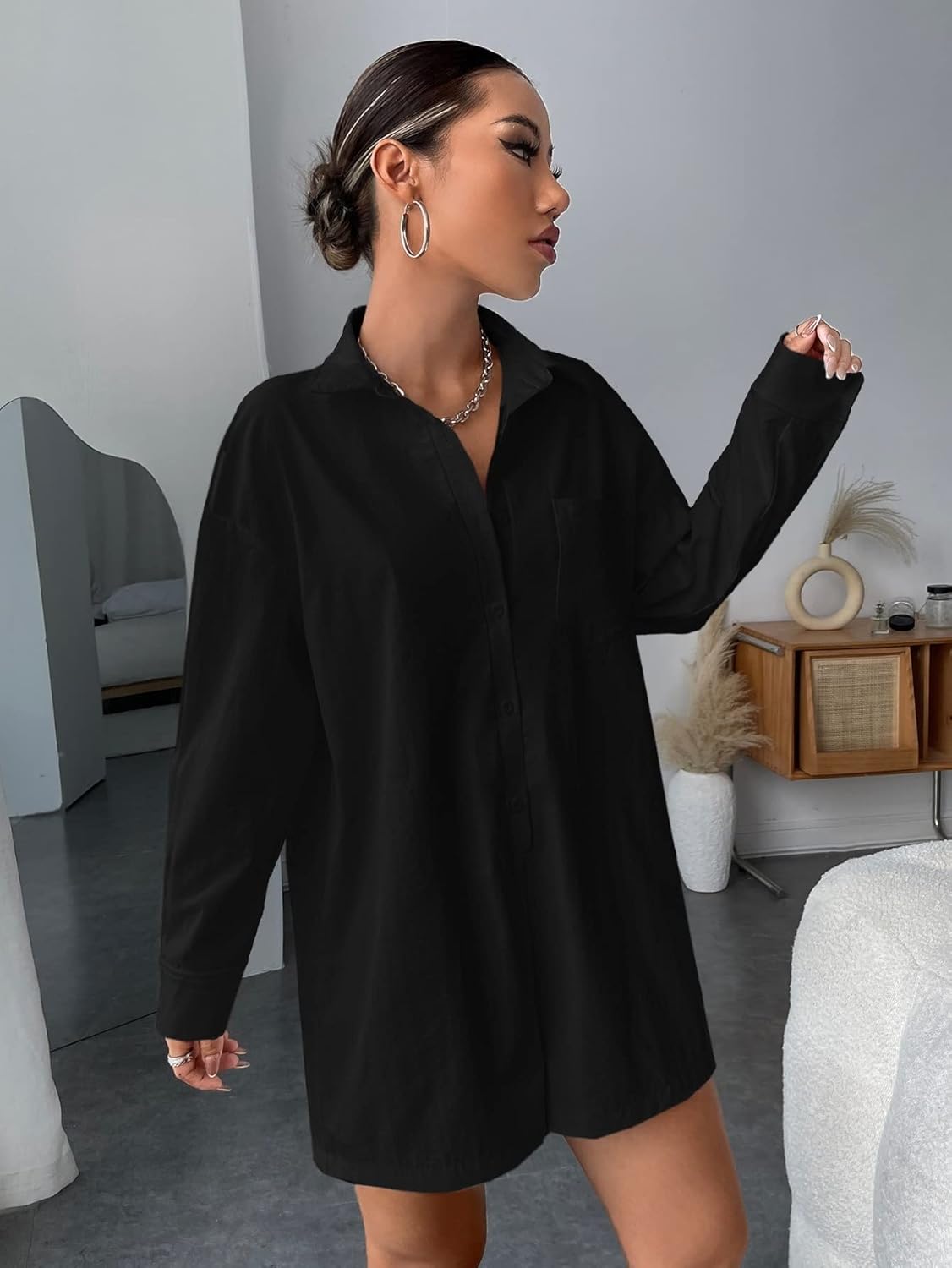 Patched Pocket Drop Shoulder Shirt Romper