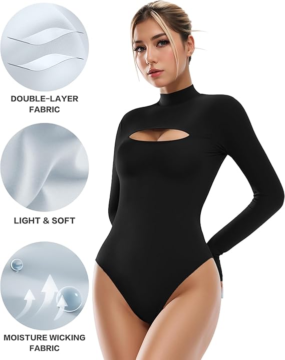 Mock Neck Cut Out Bodysuit