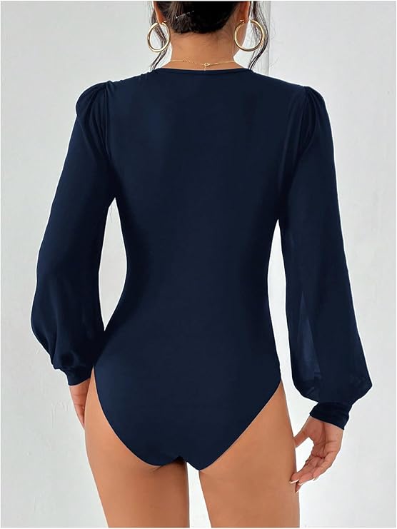 Solid Lantern Sleeve Bodysuit