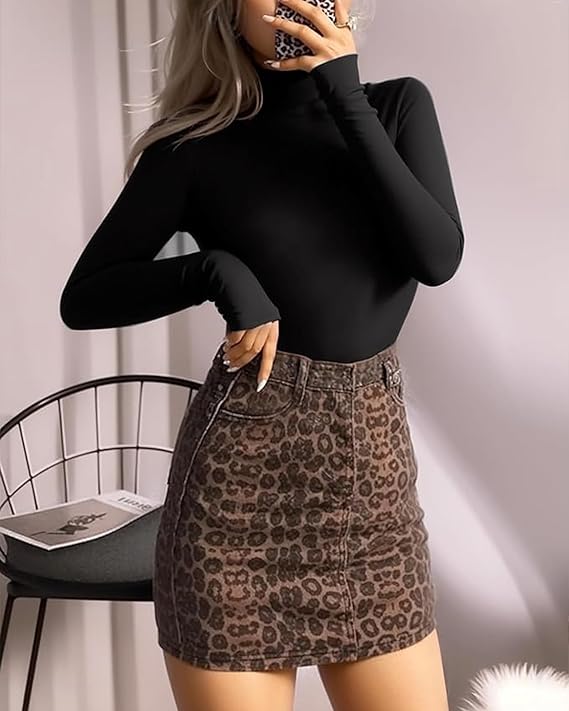 Solid Turtleneck Long Sleeve Bodysuit