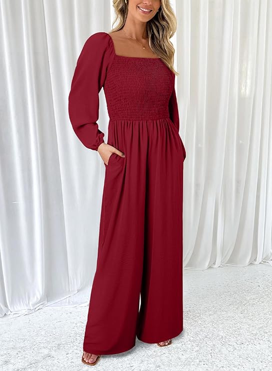 Plus Size Square Neck Loose Fit Short Sleeve Jumpsuit