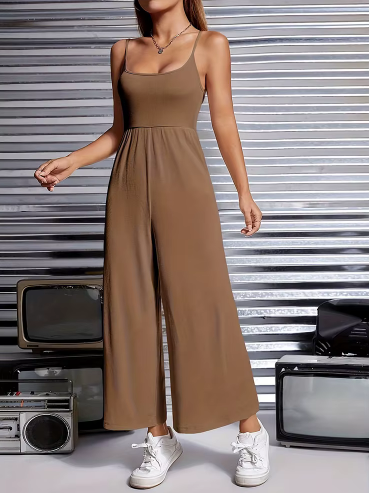 Solid Wide Leg Cami Jumpsuit