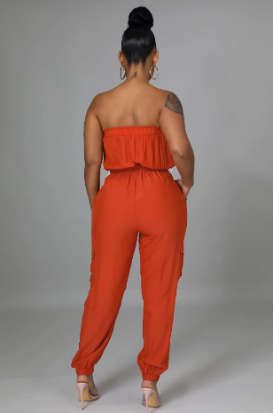 Slayer Women Fashion Solid Color Strapless Jumpsuit